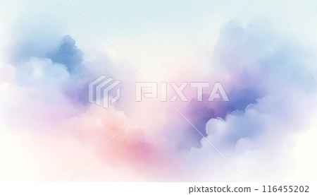 用淺色繪製的水彩風格雲的插圖 116455202