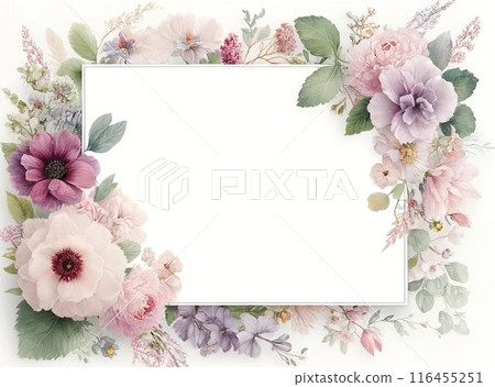 Beautiful floral frame in delicate colors 116455251