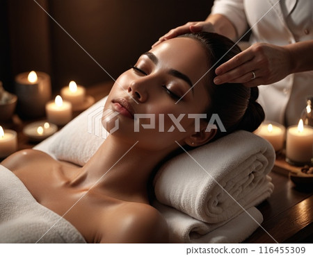 在美容院放鬆的年輕女子 116455309