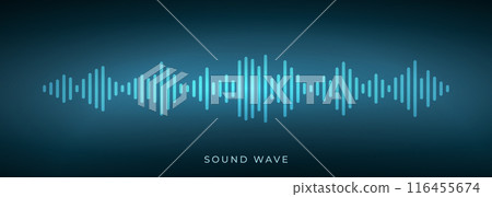 Sound wave of the equalizer. Voice EQ on dark blue background. Concept speaking sound wave. 116455674