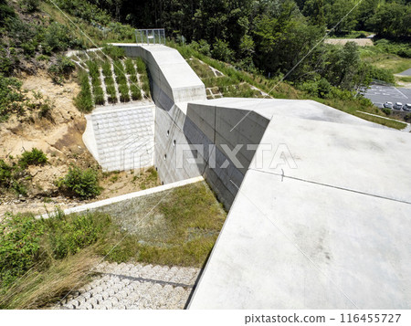The sabo dam seen from upstream (mountain side) 116455727