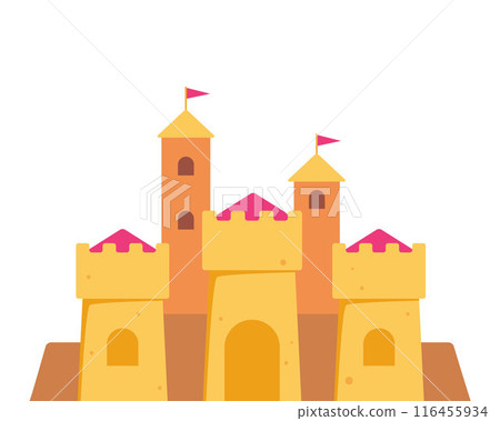 Fairytale castle for children in an amusement park. Vector illustration. Fairytale castle for children in an amusement park. Vector illustration. 116455934
