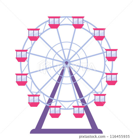 Ferris wheel in an amusement park. Vector illustration. Ferris wheel in an amusement park. Vector illustration. 116455935