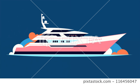 Hand drawn cartoon yacht flat illustration Hand drawn cartoon yacht flat illustration 116456047