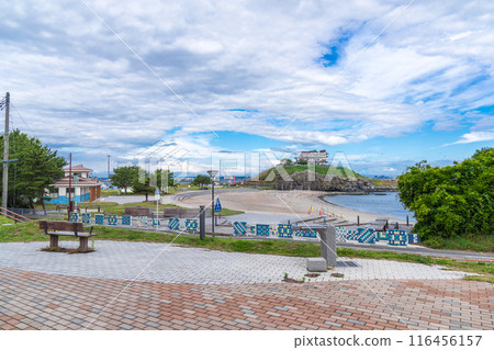 從青森縣蕪島散步公園眺望蕪島八戶市 116456157