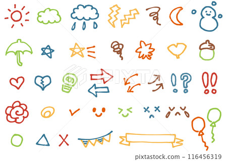 彩色手寫可愛塗鴉素材集 116456319