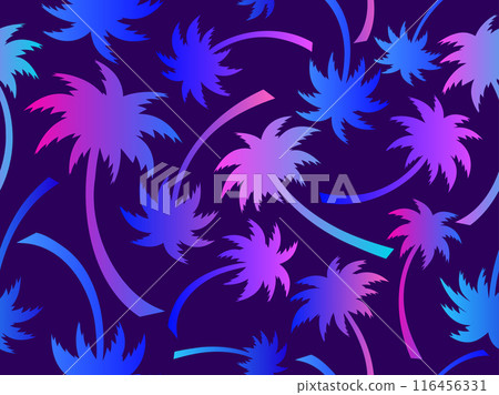Palm trees seamless pattern. Colorful gradient palm trees. Background with tropical pattern of palm trees. Summer time. Design for wallpapers, banners and promotional items. Vector illustration Palm trees seamless pattern. Colorful gradient palm trees. Background with tropical pattern of palm trees. Summer time. Design for wallpapers, banners and promotional items. Vector illustration 116456331