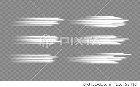 Glowing white speed lines. Motion High speed speed and blur. Dynamic lines. Light wave. Vector 116456486