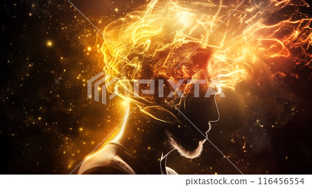 A stressed person staring intently, worry etched on their face as they think about work. The concept of anxiety, job pressure, and the metal toll of professional responsibilities. Generative AI. A stressed person staring intently, worry etched on their face as they think about work. The concept of anxiety, job pressure, and the metal toll of professional responsibilities. Generative AI. 116456554