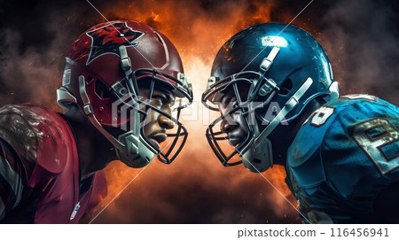 Super Bowl Showdown: Players in Fierce Competition. Generative ai 116456941