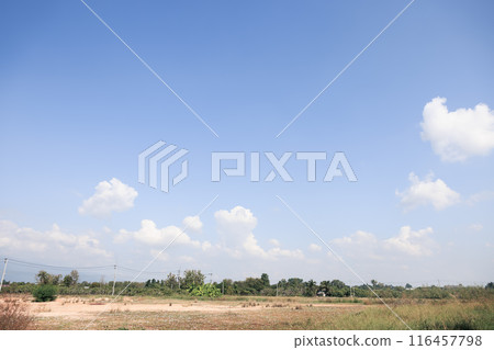 Land, blue sky and clouds for background. Land, blue sky and clouds for background. 116457798