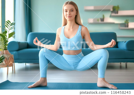 女人做瑜珈的CG素材圖素材 女人做瑜珈的CG素材圖素材 116458243