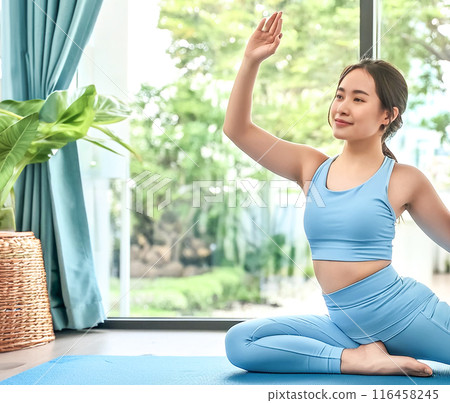 女人做瑜珈的CG素材圖素材 女人做瑜珈的CG素材圖素材 116458245