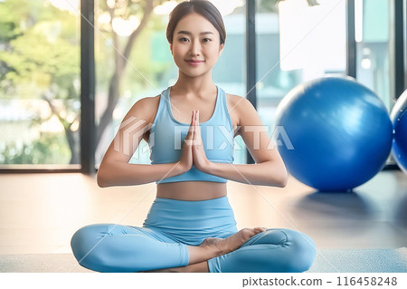 女人做瑜珈的CG素材圖素材 116458248