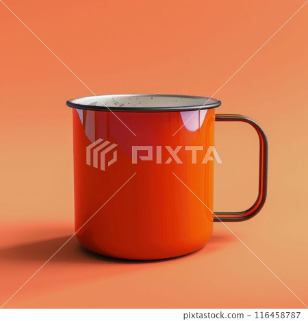 Bright Orange Mug on Matching Background. Generative ai 116458787