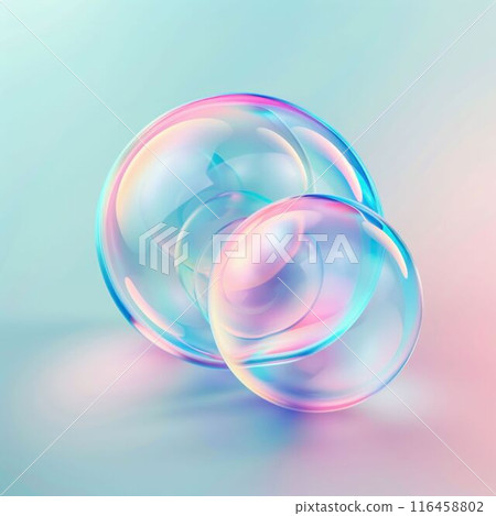 Abstract Colorful Soap Bubbles on Pastel Background. Generative ai Abstract Colorful Soap Bubbles on Pastel Background. Generative ai 116458802