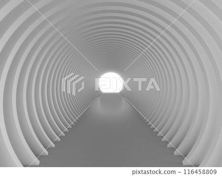 3D illustration of a tunnel of countless rings 116458809