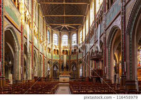 Main nave of the old church of Saint Aignan in the city of Chartres. France. 116458979