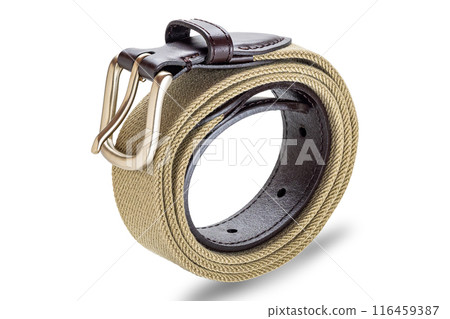 Single brown stretch braided belt with metal buckle for men. Single brown stretch braided belt with metal buckle for men. 116459387