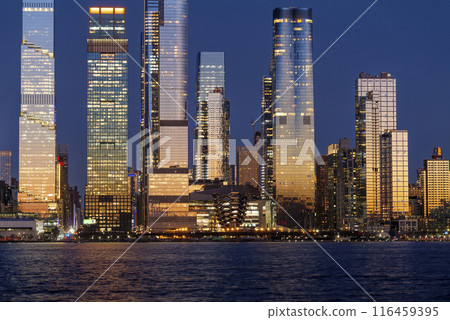 Midtown Manhattan and Hudson Yards skyscrapers panorama at dusk, New York 116459395
