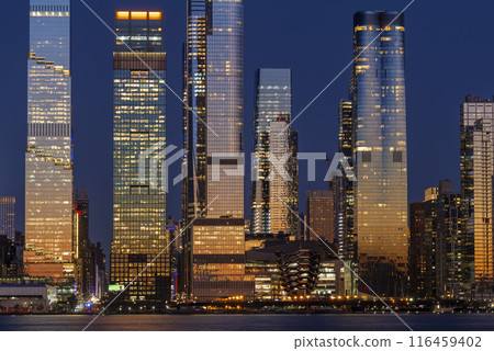 Midtown Manhattan and Hudson Yards skyscrapers panorama at dusk, New York 116459402