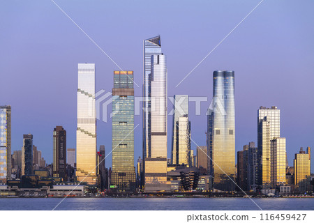 Midtown Manhattan and Hudson Yards skyscrapers panorama at dusk, New York 116459427