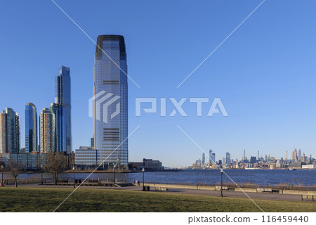 Exchange Place, New Jersey from Liberty State Park at spring with clear blue sky 2024 Exchange Place, New Jersey from Liberty State Park at spring with clear blue sky 2024 116459440