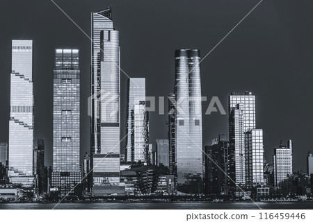 Midtown Manhattan and Hudson Yards skyscrapers panorama at dusk, New York 116459446