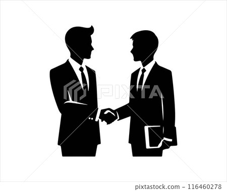 Two young business man silhouette isolated on white background. Business man icon vector illustration design. 116460278