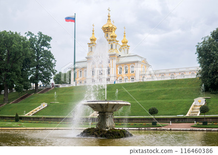 view of fountains in Peterhof Palace park, Saint-Petersburg view of fountains in Peterhof Palace park, Saint-Petersburg 116460386