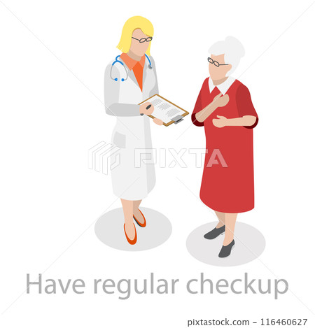 3D Isometric Flat Vector Illustration of Healthy Aging, Physical Activity and Health Care for Elderly Senior People. Item 1 116460627