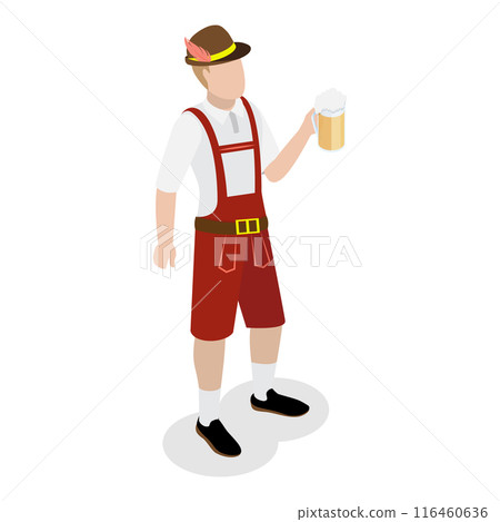 3D Isometric Flat Vector Illustration of Bavarians, Oktoberfest Party. Item 4 3D Isometric Flat Vector Illustration of Bavarians, Oktoberfest Party. Item 4 116460636