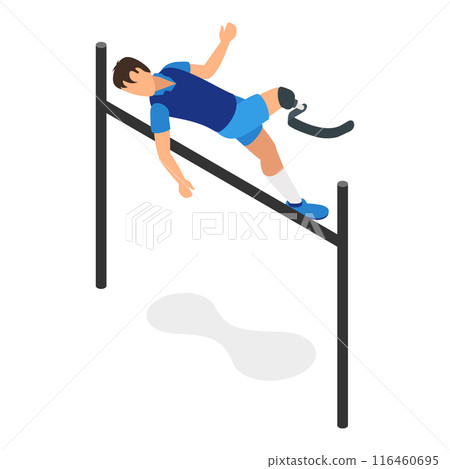3D Isometric Flat Vector Set of Paralympians, Sportsmen with Disabilities. Item 10 116460695