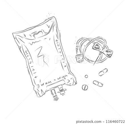 Infusion bag set in graphic style 116460722