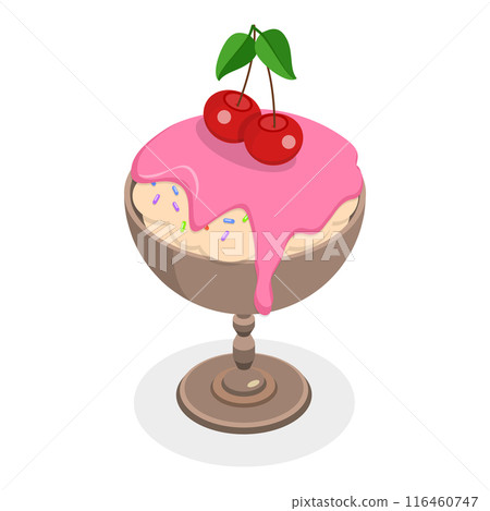 3D Isometric Flat Vector Set of Ice Creams, Collection of Cold Sweet Desserts. Item 2 116460747