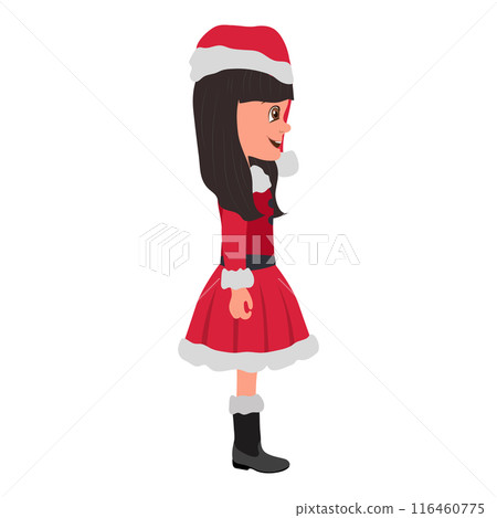 Flat Vector Illustration of Kid Girl Wearing Santa Costume, Cartoon Character Set For Animation, Various Views, Poses and Gestures. Item 3 Flat Vector Illustration of Kid Girl Wearing Santa Costume, Cartoon Character Set For Animation, Various Views, Poses and Gestures. Item 3 116460775