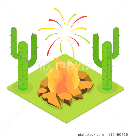 3D Isometric Flat Vector Illustration of Festa Junina, Traditional Brazilian Festival. Item 1 116460816