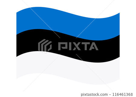 Wavy flag of Estonia, isolated on transparent background. Flag of the Republic of Estonia. Vector illustration 116461368