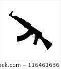 Ak 47 vector silhouette isolated on white background. Ak 47 icon illustration design. 116461636
