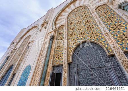 The Hassan II Mosque in Casablanca, the exquisite art of the entrance arch. 116461651