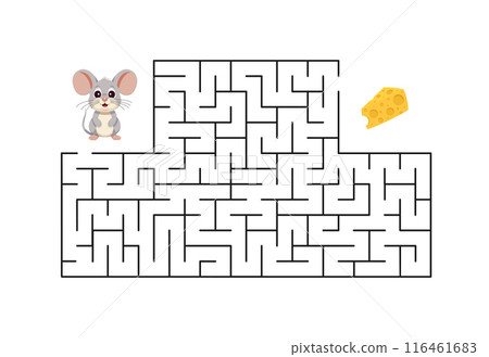 Children's puzzle game. Help the mouse get to the cheese. Vector illustration 116461683
