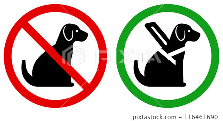 禁止攜帶寵物標記和導盲犬 OK 標記 116461690