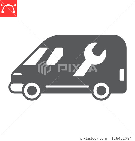 Plumbing service van glyph icon 116461784