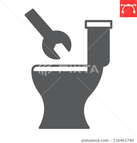 Toilet repair glyph icon Toilet repair glyph icon 116461790