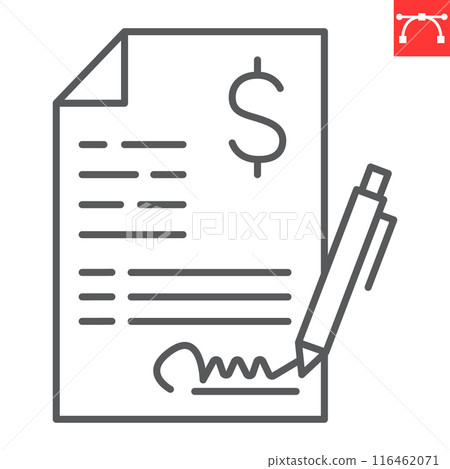 Tax contract line icon Tax contract line icon 116462071