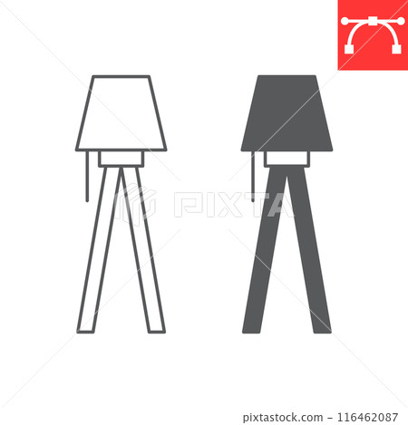 Floor lamp line and glyph icon Floor lamp line and glyph icon 116462087