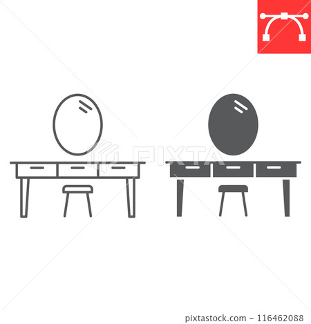 Dressing table line and glyph icon Dressing table line and glyph icon 116462088