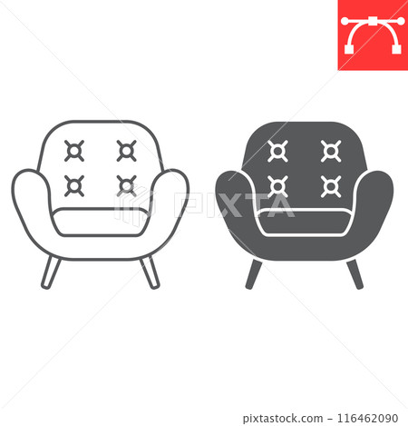 Armchair line and glyph icon 116462090