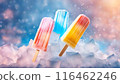 食物圖片可愛的彩色冰棒用冰塊冷藏 116462246