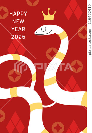 Funny greeting card new year of the snake 2025 Funny greeting card new year of the snake 2025 116462419